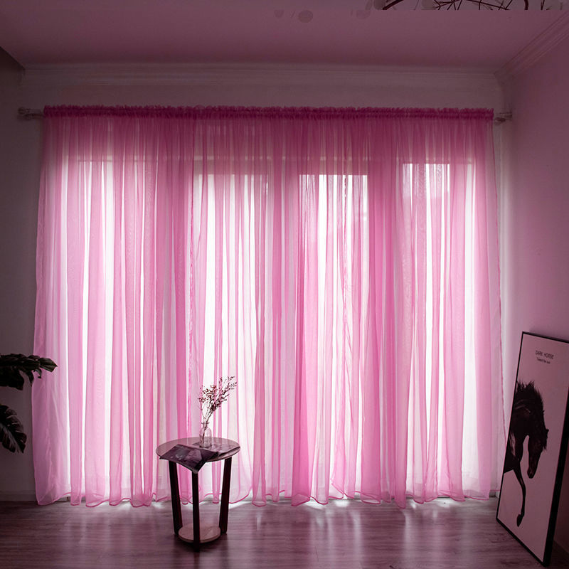 Simple And Modern Balcony Solid Color Gauze Curtain